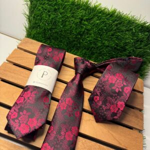 Gravata Floral Lincoln Bordô