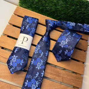 Gravata Floral Lincoln Blue