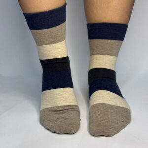 Meia Listrada Bege e Preta