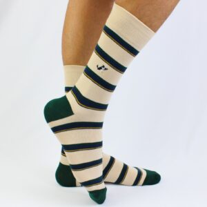 Meia Listrada Bege e Verde