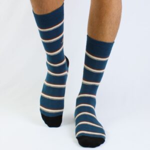 Meia listrada Azul e Bege