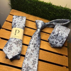Gravata Floral Pontara Azul